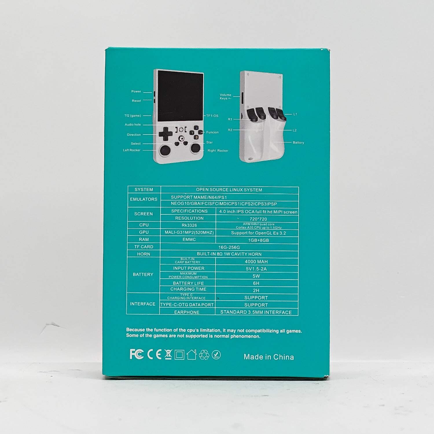 New R36Max Open Source Console Retro Handheld Gaming Console 128GB White