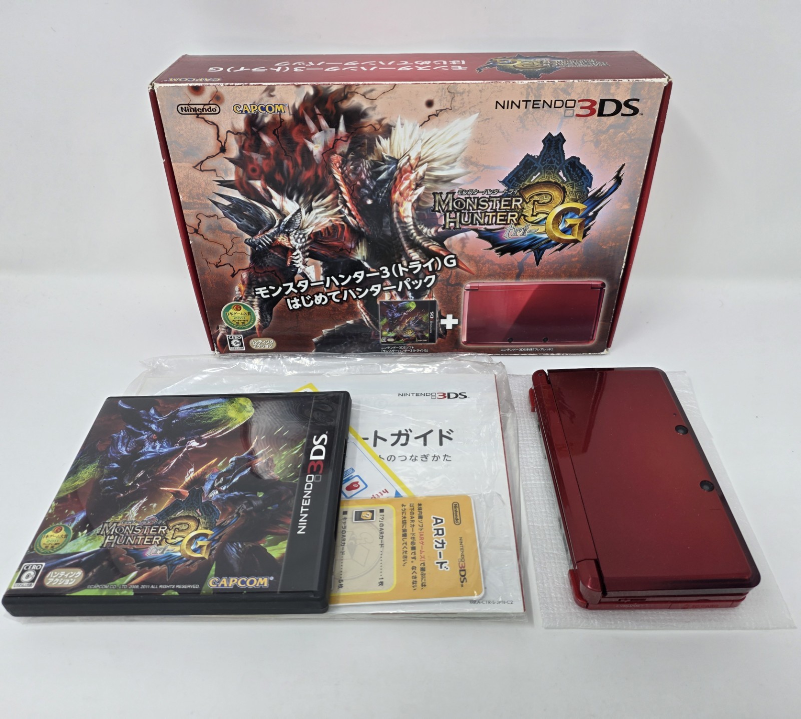 Nintendo 3DS Monster Hunter 3G Hunter Pack Limited Edition Red Console CIB Japan
