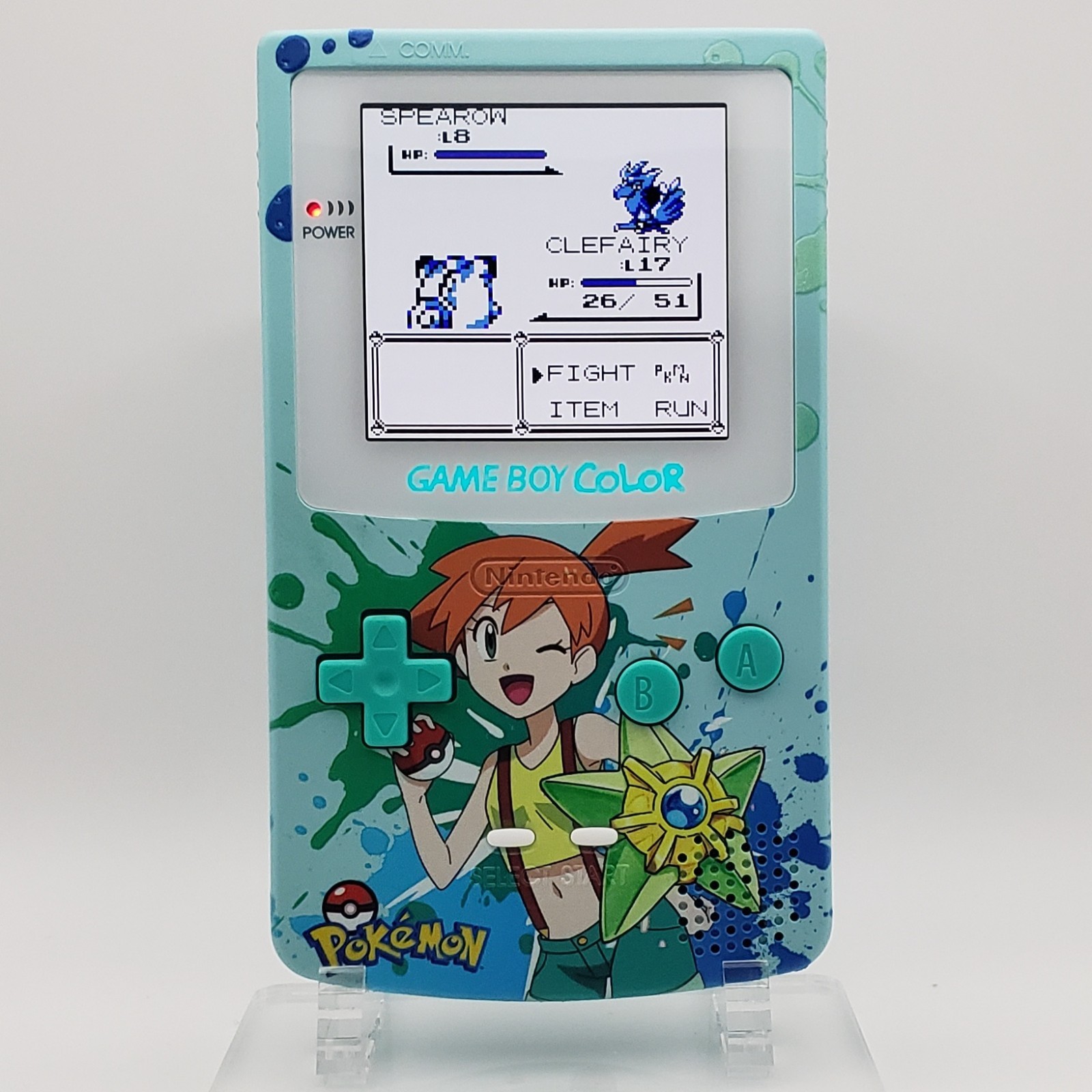 Laminated OLED Screen – Misty & Shiny Staryu Game Boy Color w/ Case