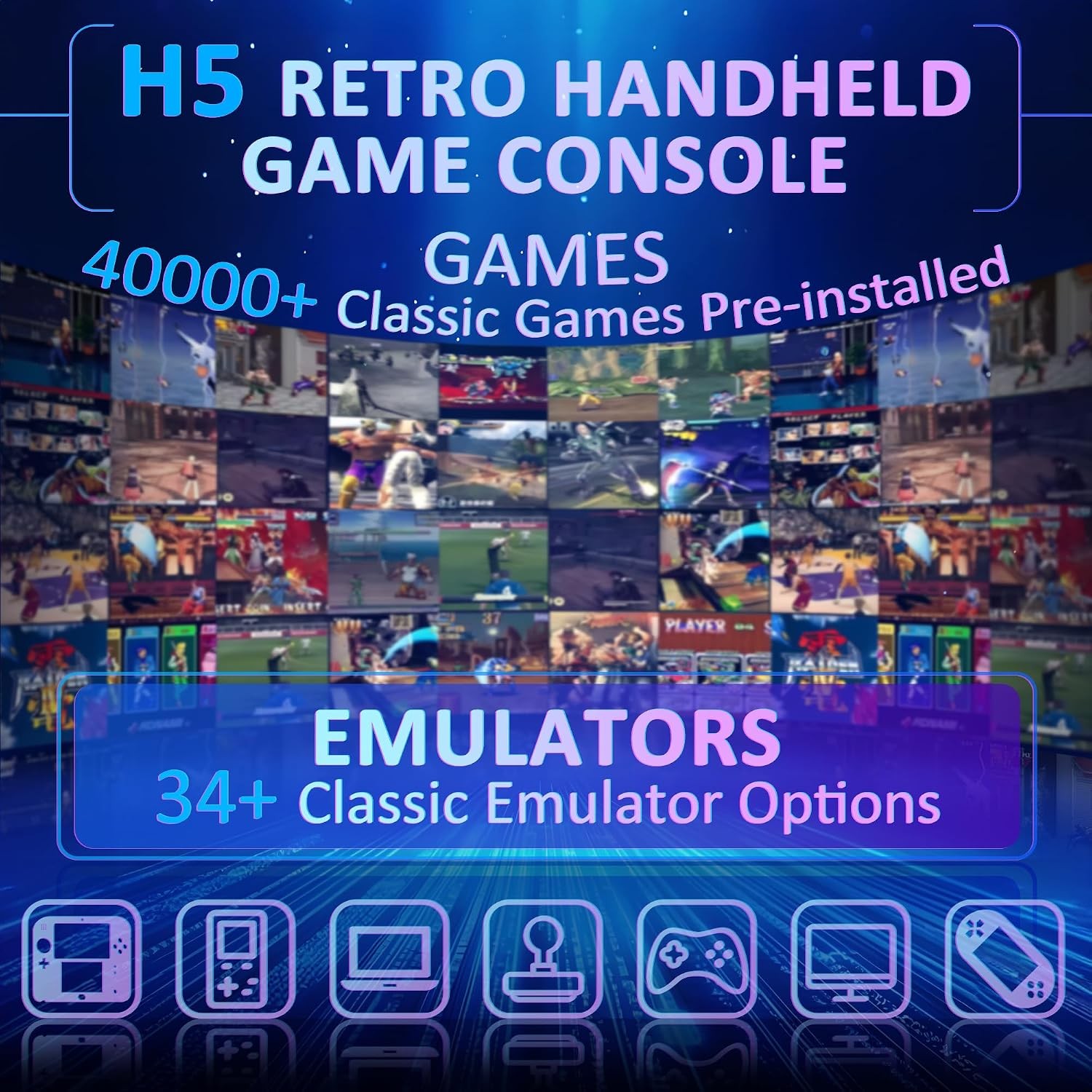 H5 Retro Gaming Console 5.0 IPS 40000 Games Black