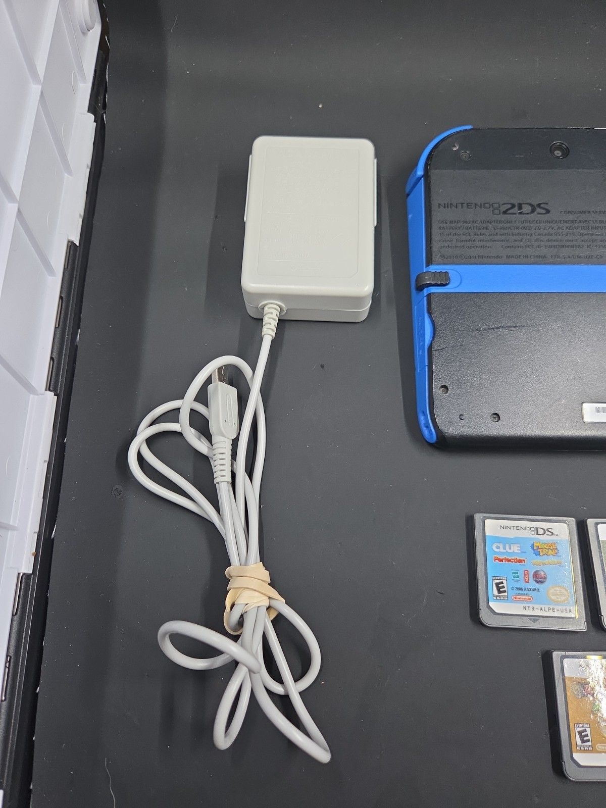 *USED* Nintendo 2DS Black Blur Console OEM Tested Works Great + 5 Games Charger