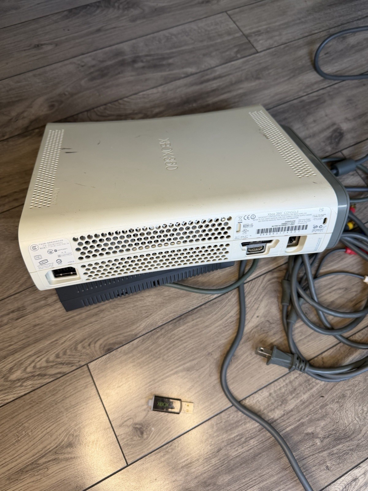 Xbox 360 Arcade Console For Parts Repair Red Light w/ PSU AV Cable 8GB USB