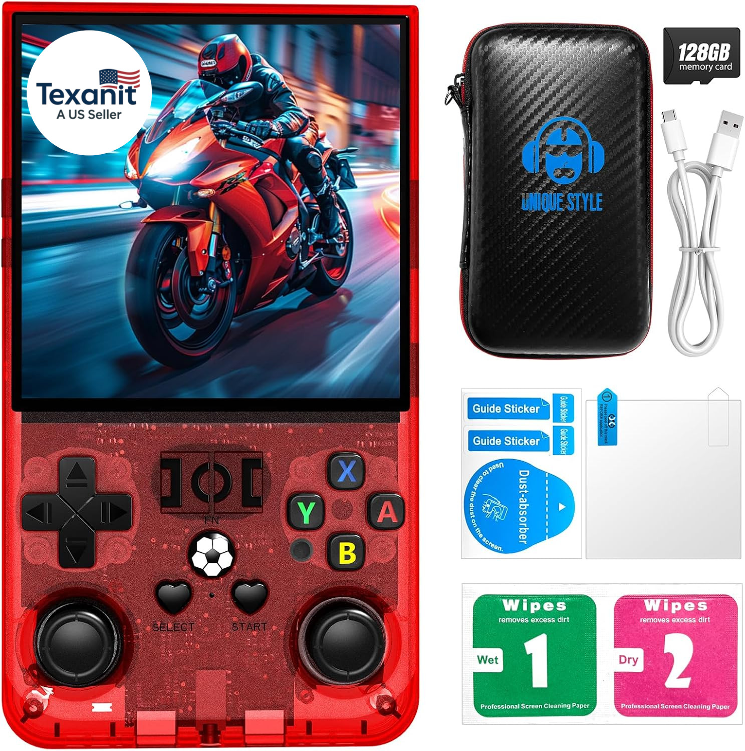 R36MAX Retro Handheld Game Console, 4.0-Inch IPS Display, 720X720 Resolution, Li