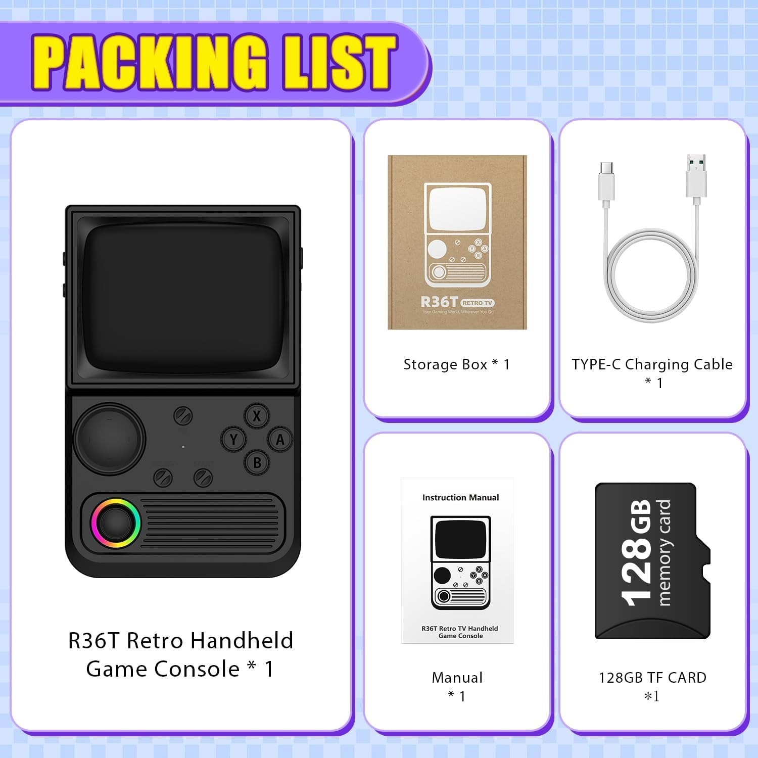 Portable R36T Retro Gaming Console – 3.5” Screen, 3500mAh Battery Life