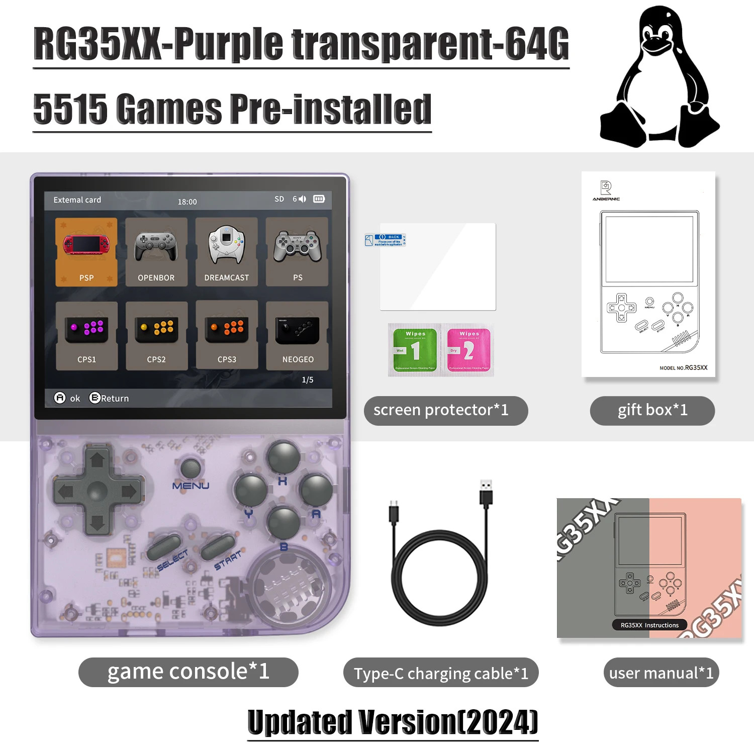 64 Bit RG 35XXPRO RG35XX plus Retro Handheld Game Player Built-In 64G TF 5K+ Cla