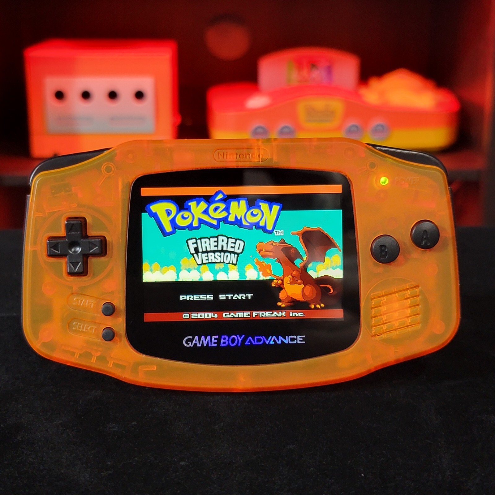 Clear Orange Game Boy Advance GBA Console with iPS V5 Backlight Backlit LCD MOD