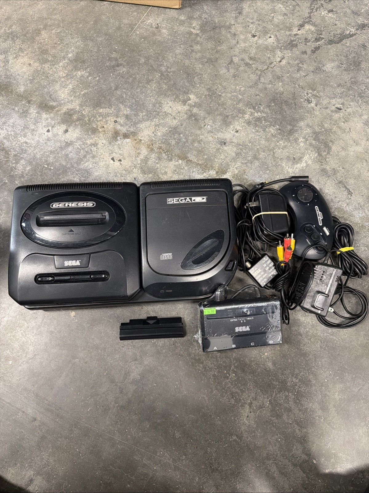 Sega CD Video Game System Console with 1 Controllers Cords And Multi Tap