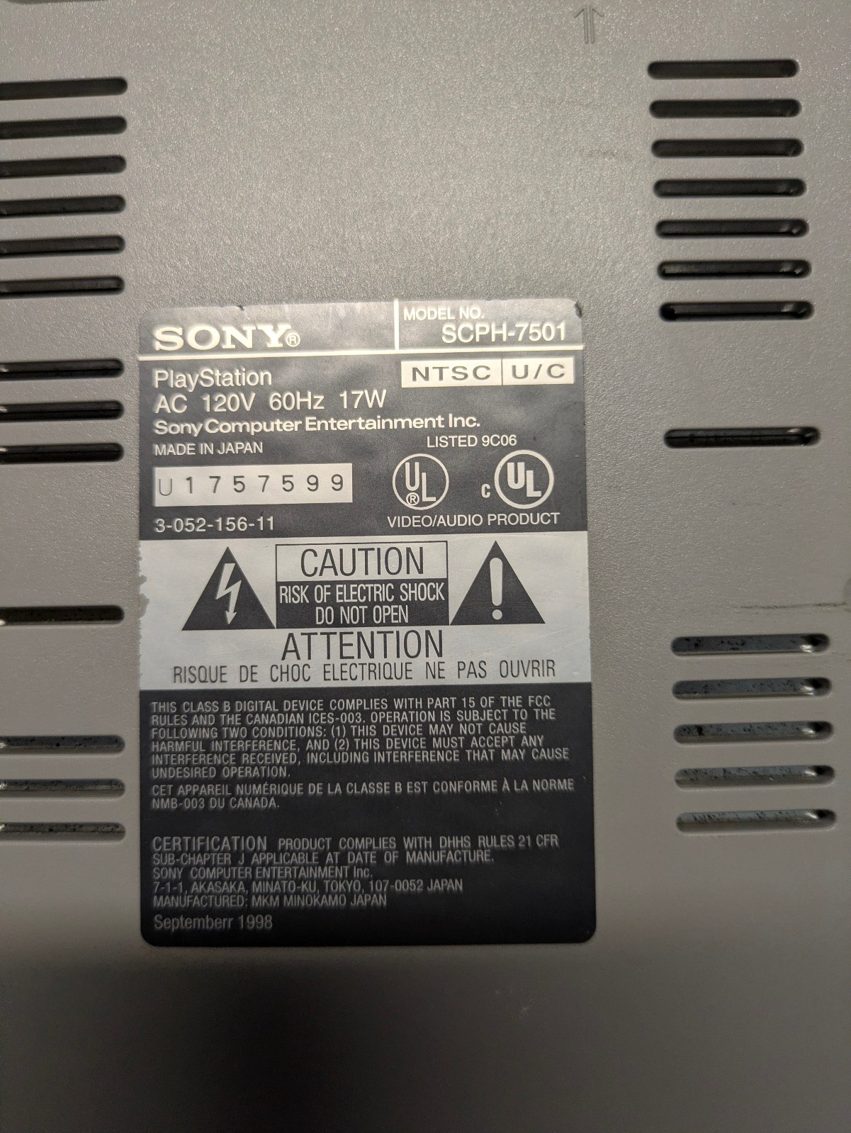 Sony Playstation 1 SCPH-7501 Console