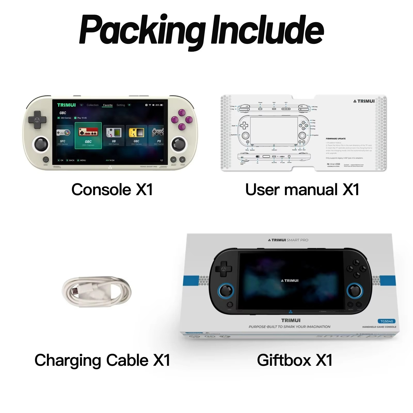 Trimui Smart Pro Handheld Game Console 4.96″ IPS Retro Linux RGB Joystick