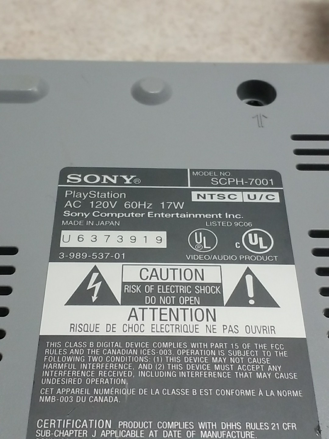 Sony PlayStation (PS1) SCHP-7001 Bundle No Controller, With Cables. Console