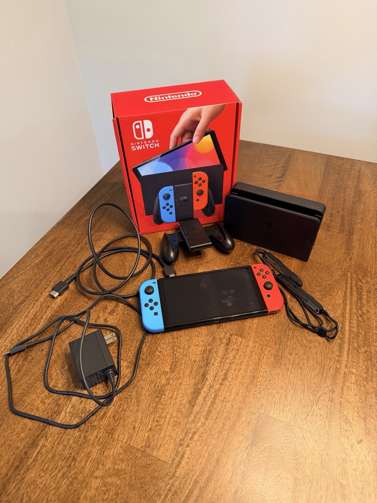 Nintendo Switch OLED Model HEG-001 Console 64GB w/ Neon Red/Blue Joy-Con Dock
