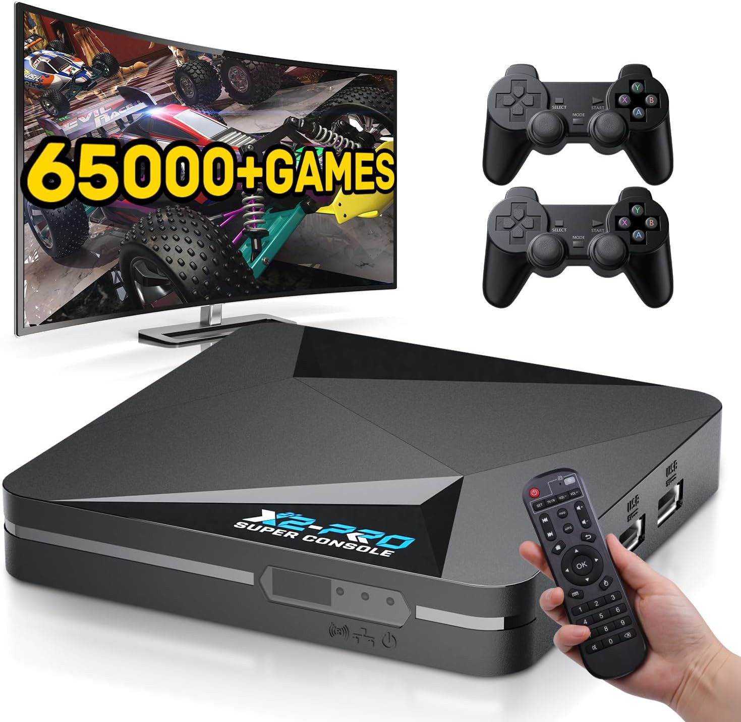 Kinhank Super Console X2 PRO Retro Game Console,Built-In 65,000+ Classic Games,A