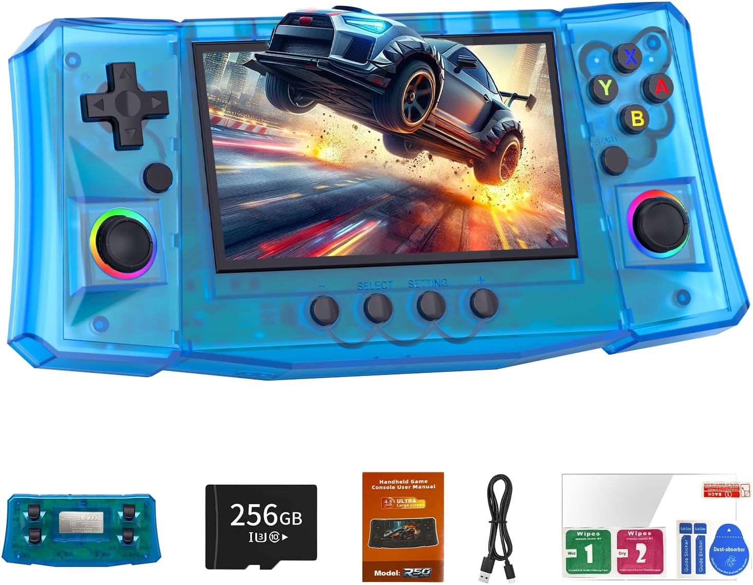 [50000 in 1] R50S Ultra Handheld Game Console 4.5 Inch IPS Screen Mini Retro Con