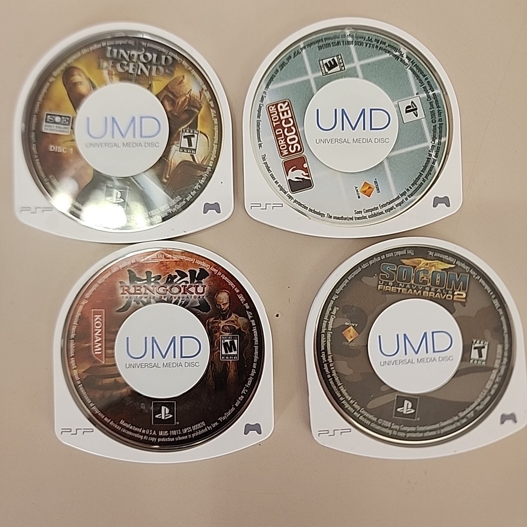 Sony PSP-1001 Bundle, Charger, Battery, Socom 2 Untold Legends Soccer Regoku