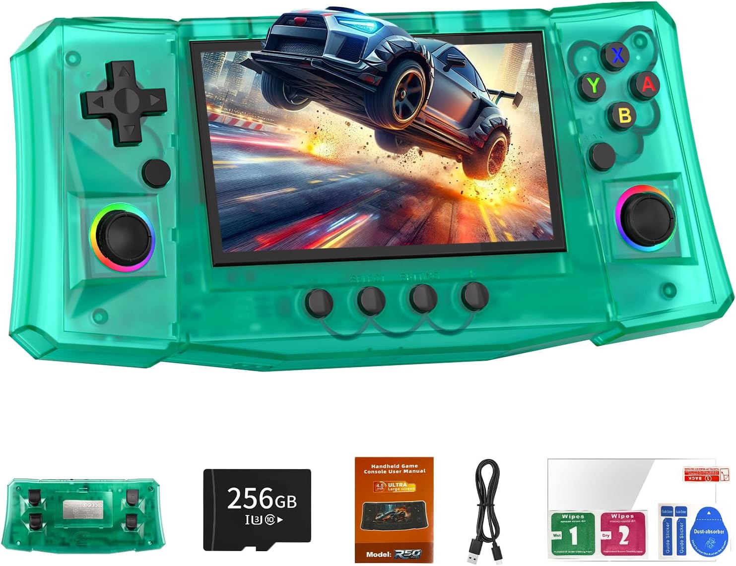 【50000 in 1】 R50 Ultra Handheld Game Console 4.5 Inch IPS Screen Mini Retro Cons