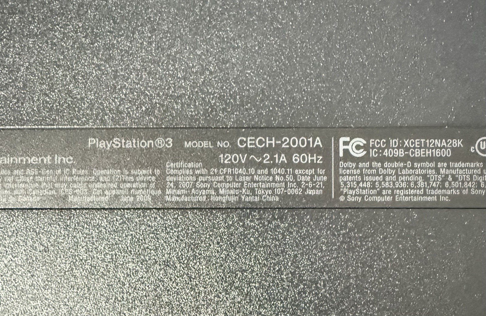 PlayStation PS3 Slim 120GB Console CECH-2001A — Tested/Working — See Description