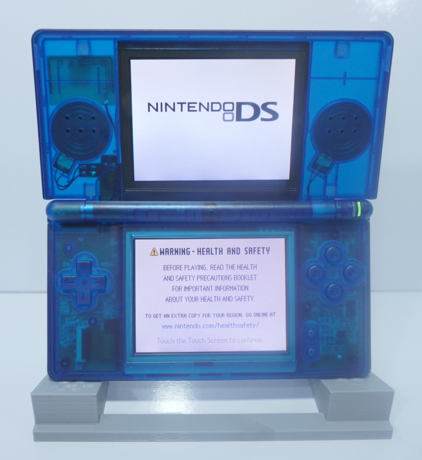 Nintendo DS Lite Transparent Clear Deep Ocean Blue Handheld System with Charger