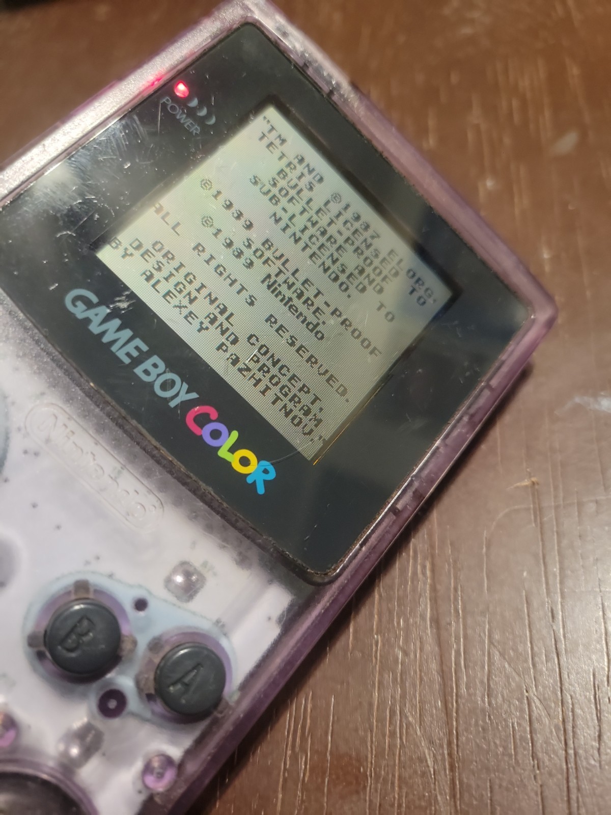 Nintendo Game Boy Color CGB-001 Clear Purple, GOOD, BUNDLE W/TETRIS, SEE PICS
