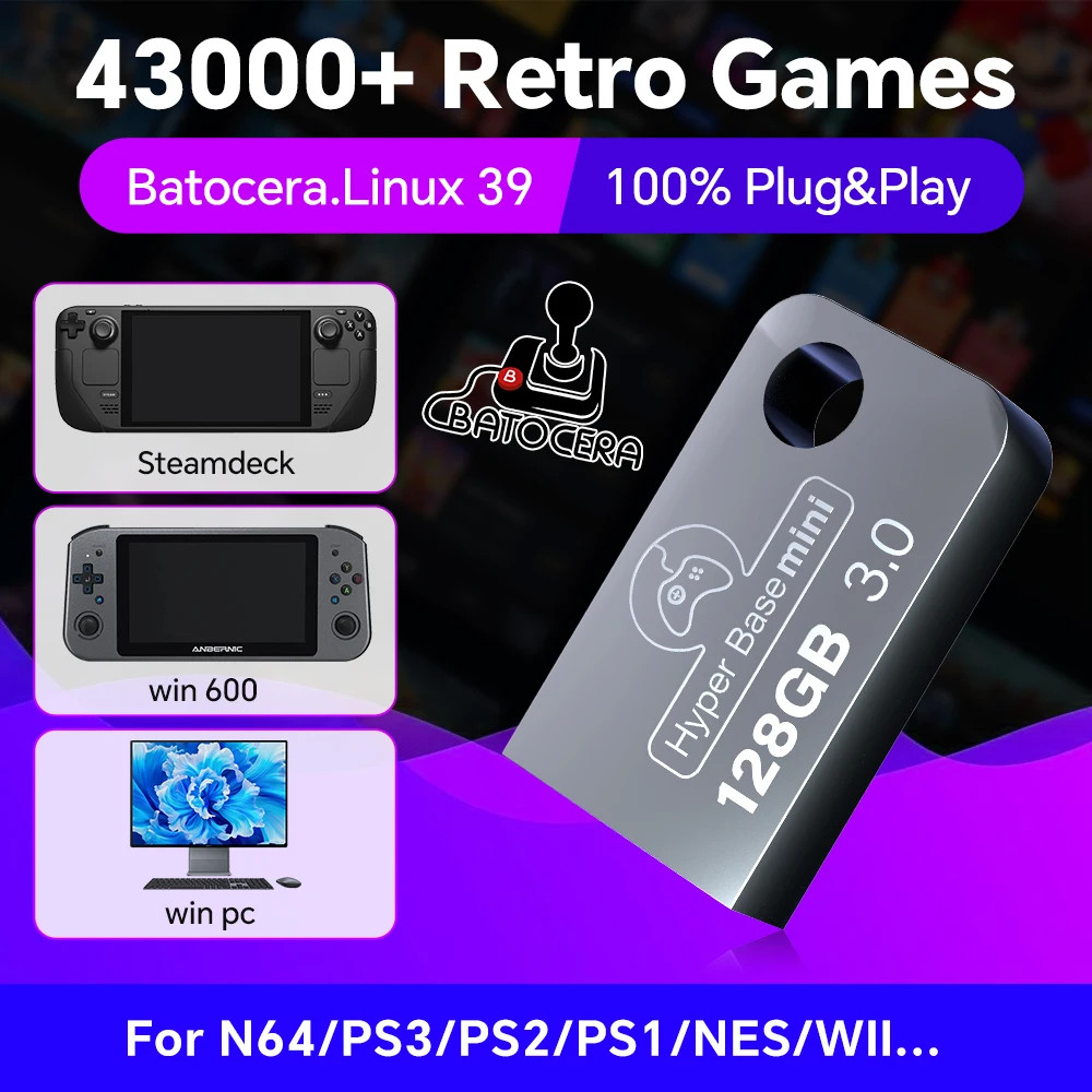 Batocera 128G USB Flash Drive for Retro Gaming Consoles