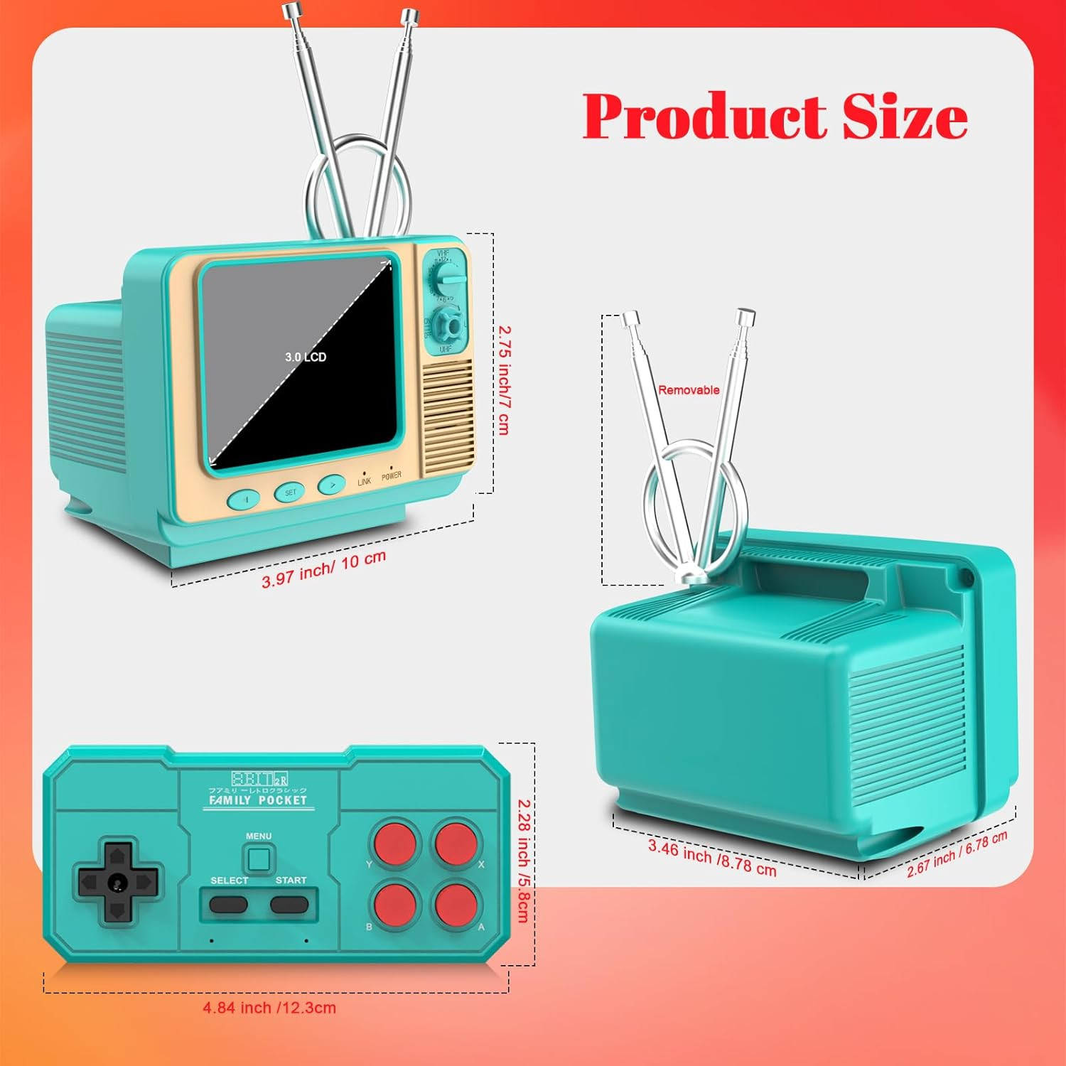Retro Game Console – 42 JALECO + 168 Classic Games, 2.4G Wireless 2-Player, 3.0