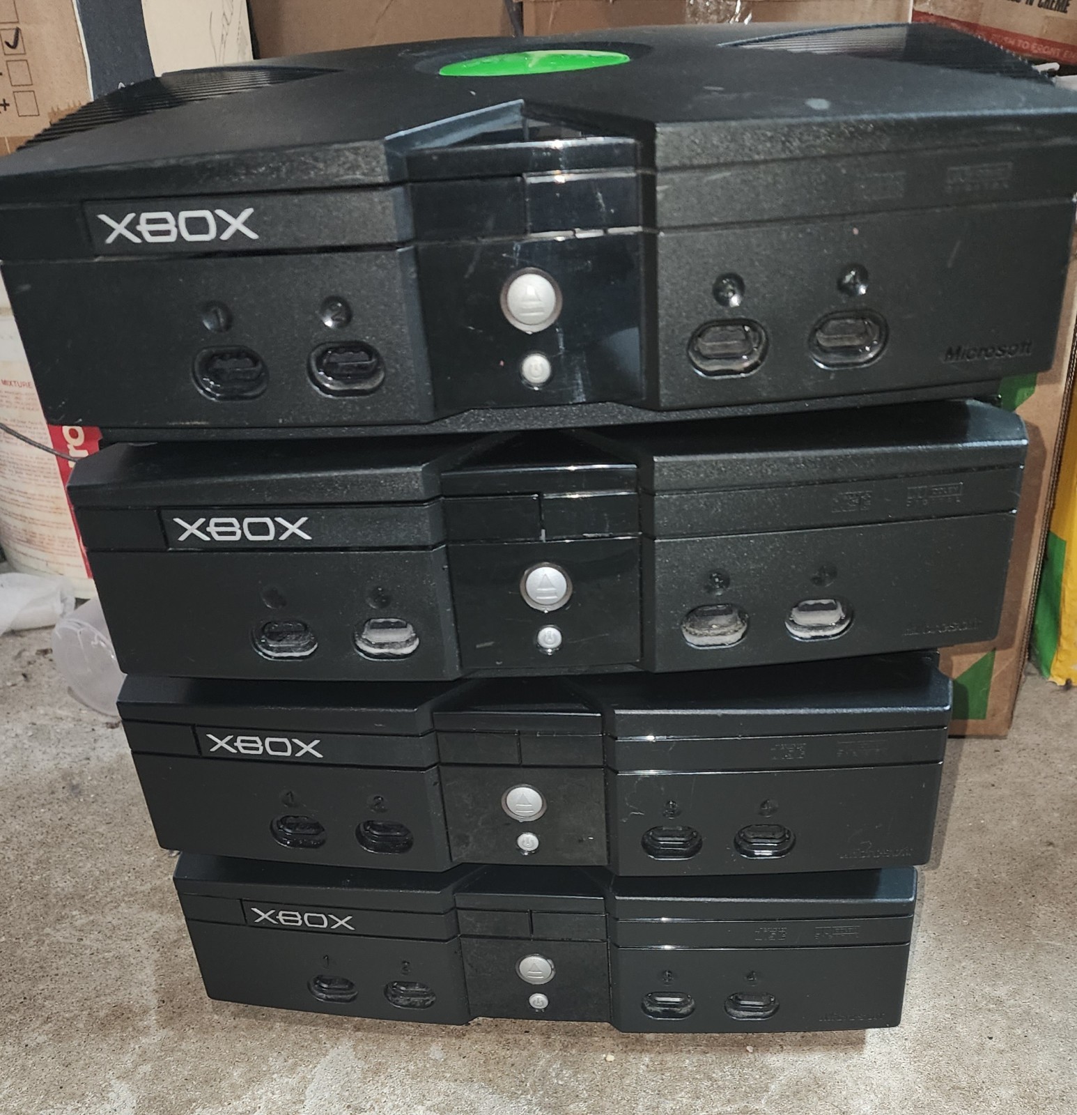 Lot Of 4 Microsoft Xbox Original Consoles Tested Working SEE DESCRIPTION