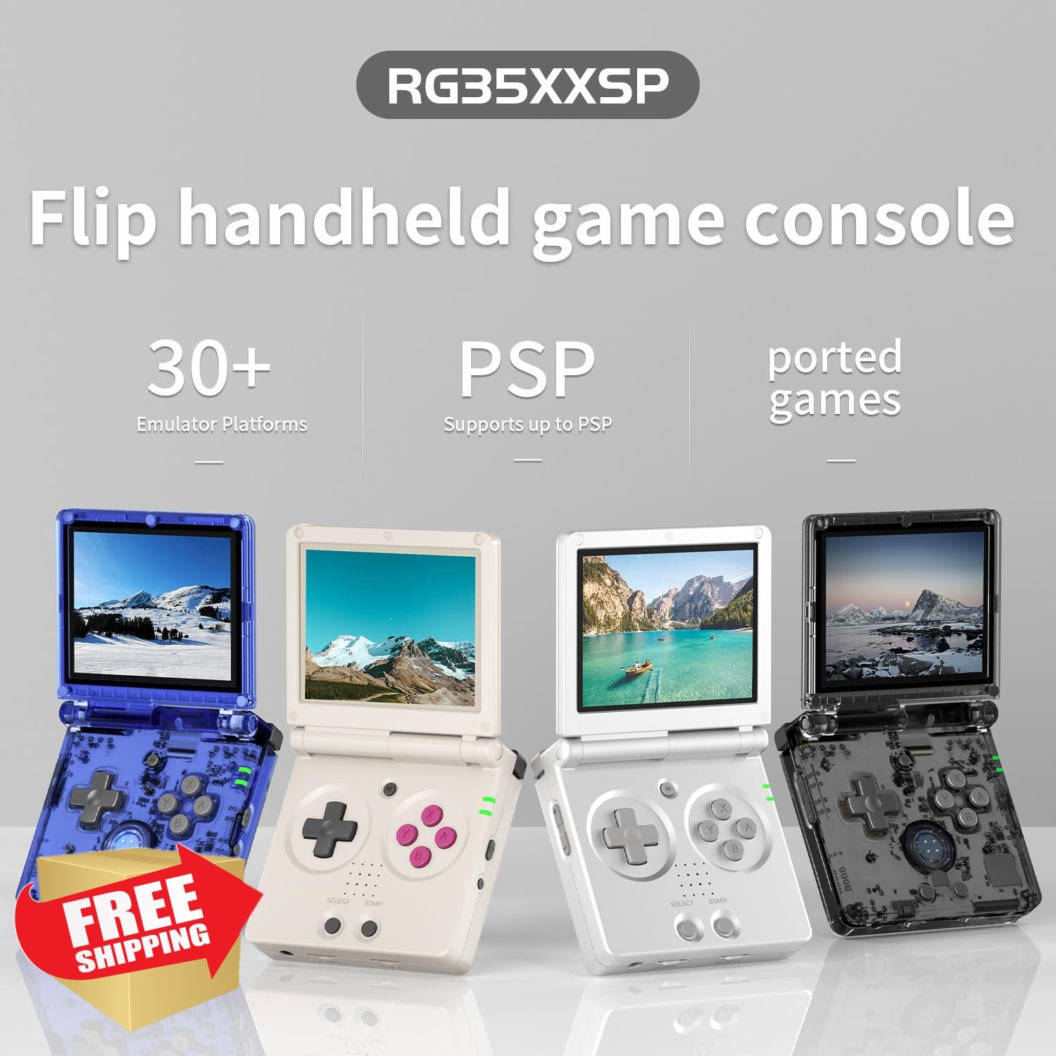 Anbernic RG35XXSP Flip Retro Handheld Game Console Transparent Black