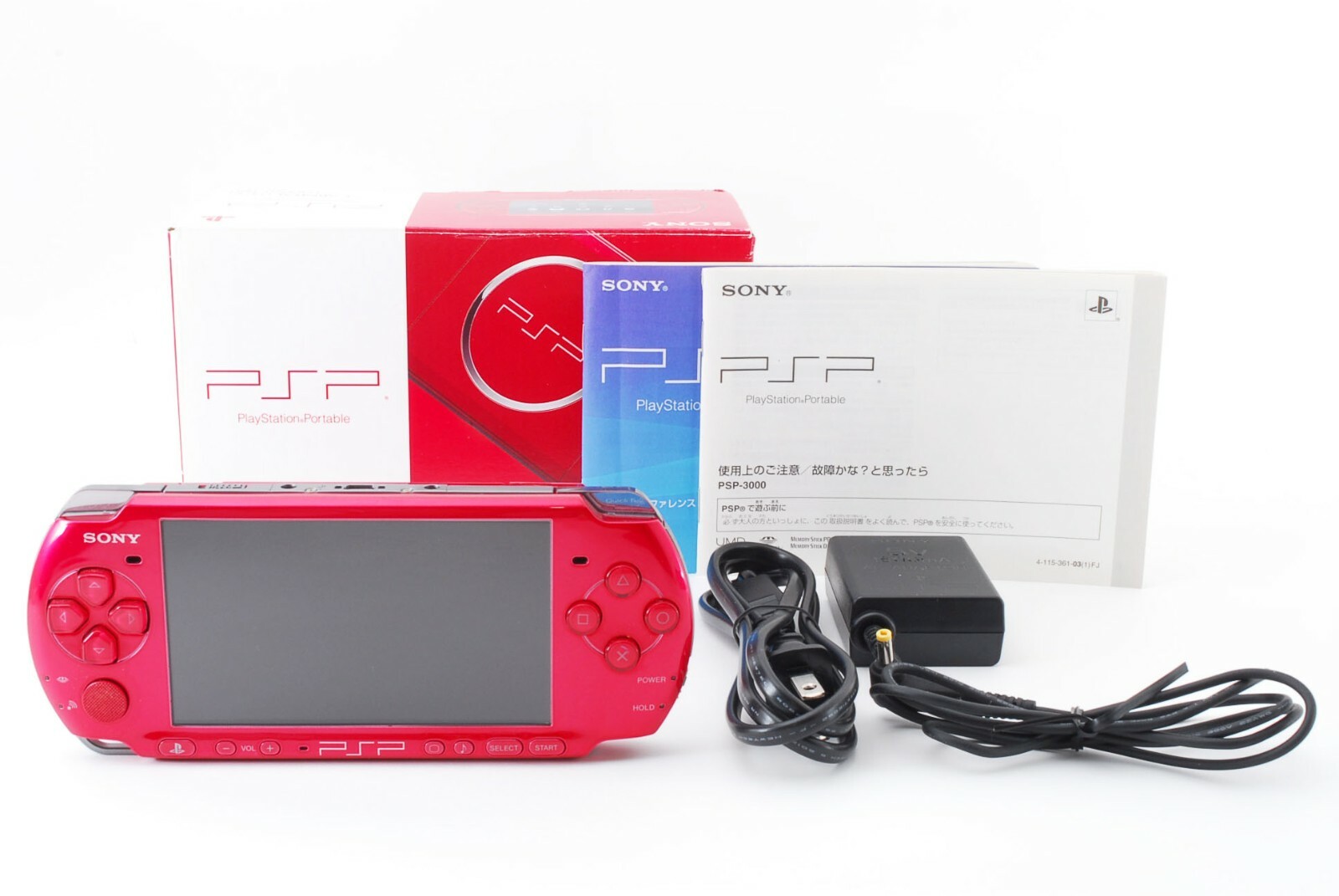 Sony PSP 3000 Radiant Red Console Handheld system w/ Box and Charger [Excellent]