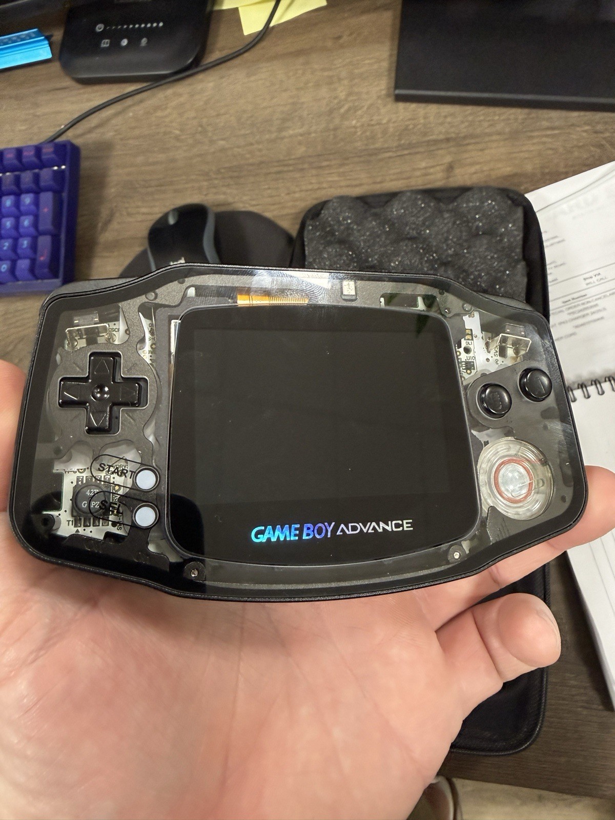 Game Boy Advance Boxy Pixel Custom Aluminum IPS with USB-C, LEDs And Case