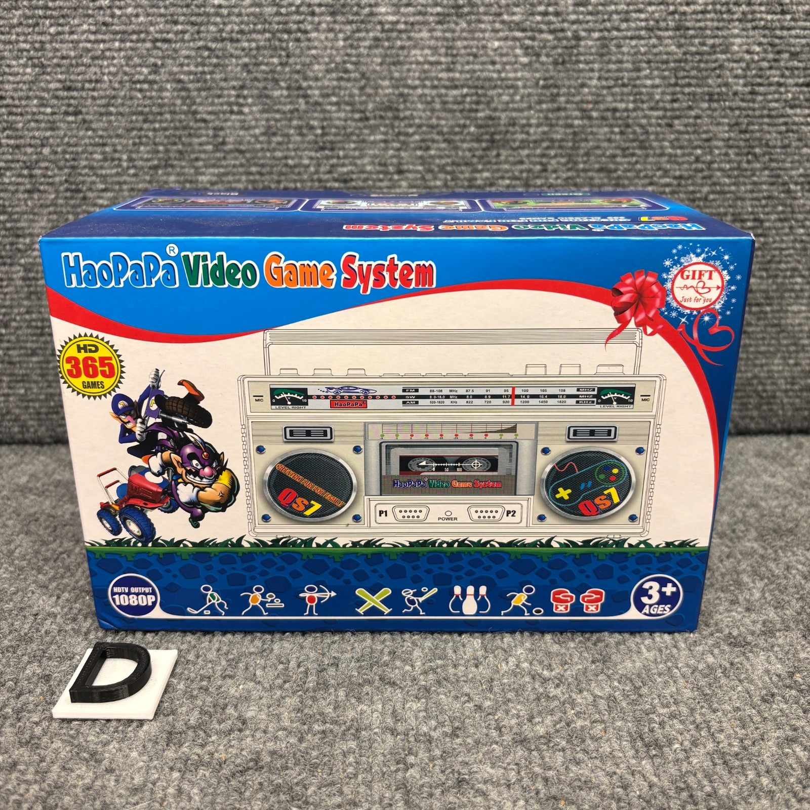 HaoPapa QS7 Video Game System SILVER Boombox 365 Classic Games ~ NEW in Box