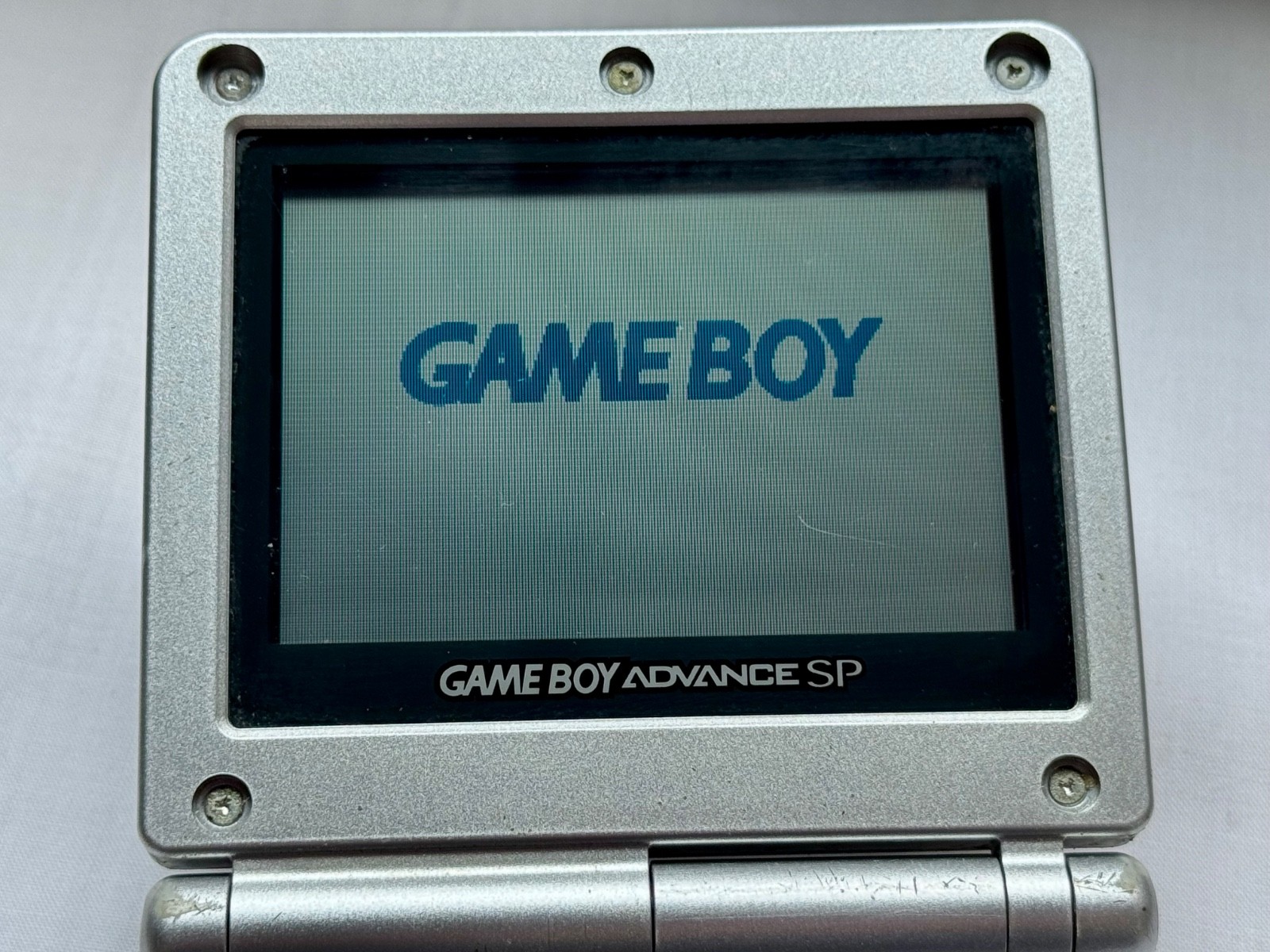 Nintendo Gameboy Advance SP AGS001 Metal Silver Handheld w/ USB Cable & Battery