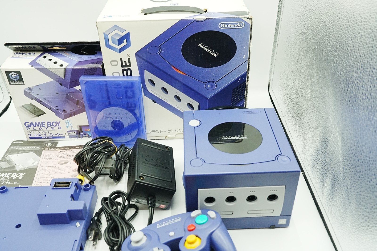 Nintendo GameCube Violet Console Game Boy Player Startup Disc Boxed Set