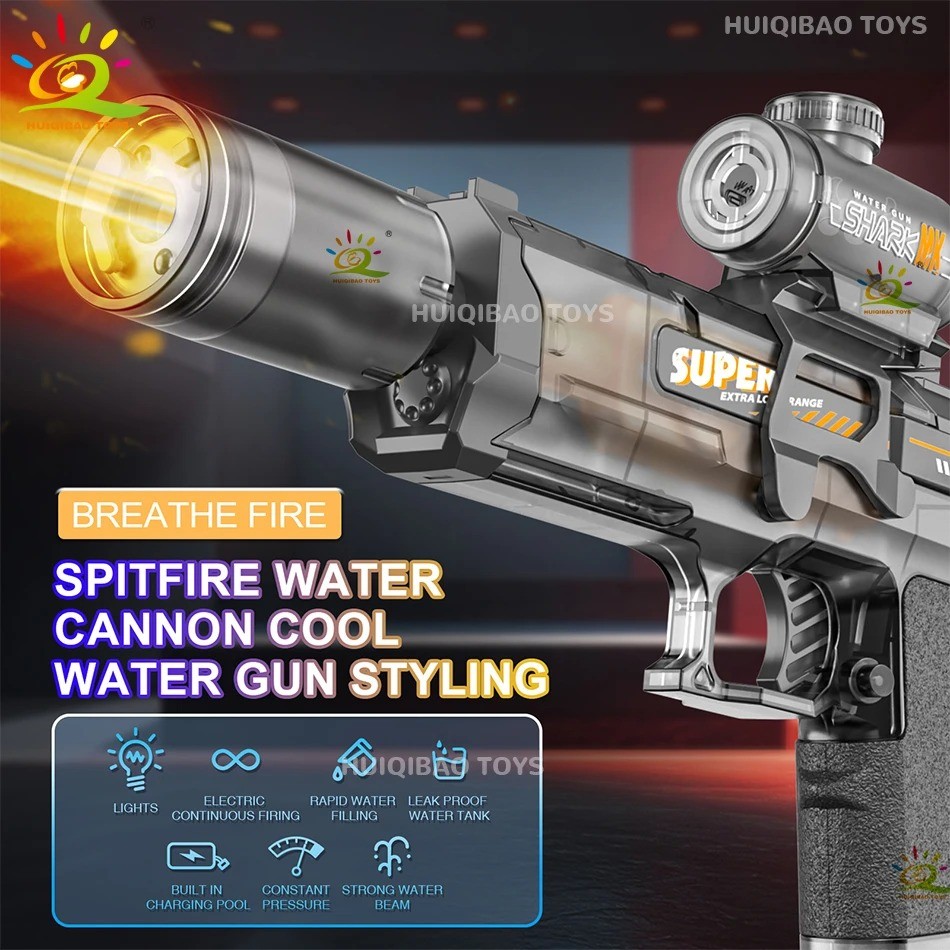 HUIQIBAO Electric Pulse Water Gun Simulated Flame Sensor Light Fully Automatic