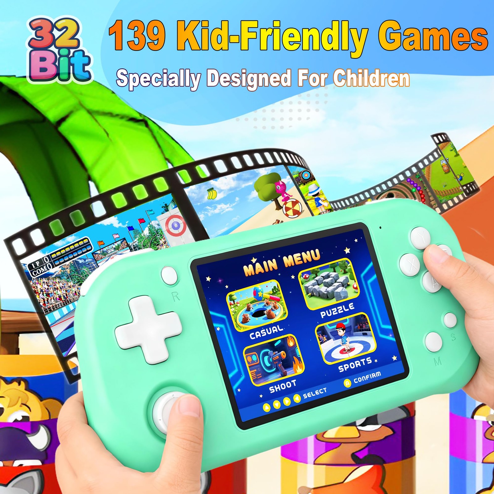 Handheld Game Console for Kids with 3.5” IPS Screen 139 Preloaded 32 Bit Ele…