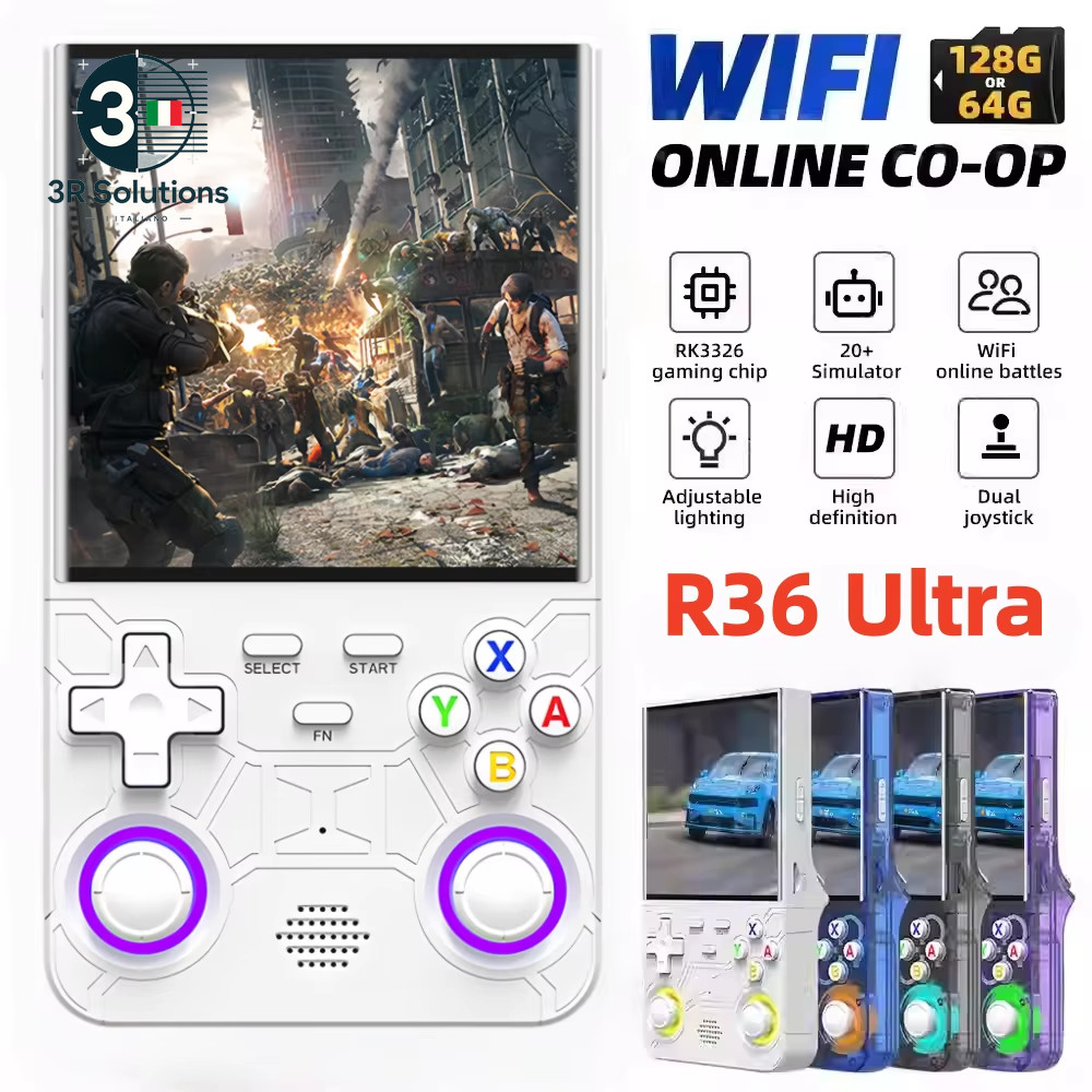 Retro R36 Ultra IPS Screen 4.0 Inch Gio Portable Video Game Console
