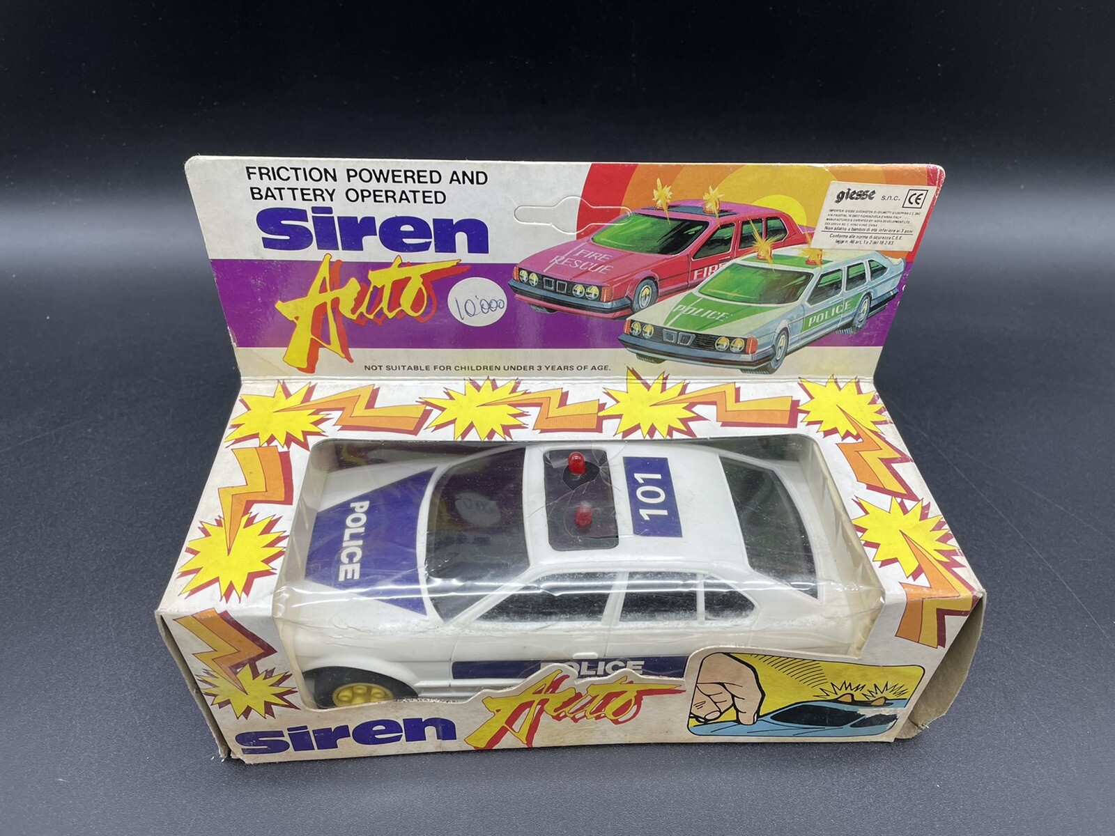 80s# VINTAGE BMW RARE FRICTION POWER SIREN POLICE CAR BATTERY OPERATED 20cm#LX