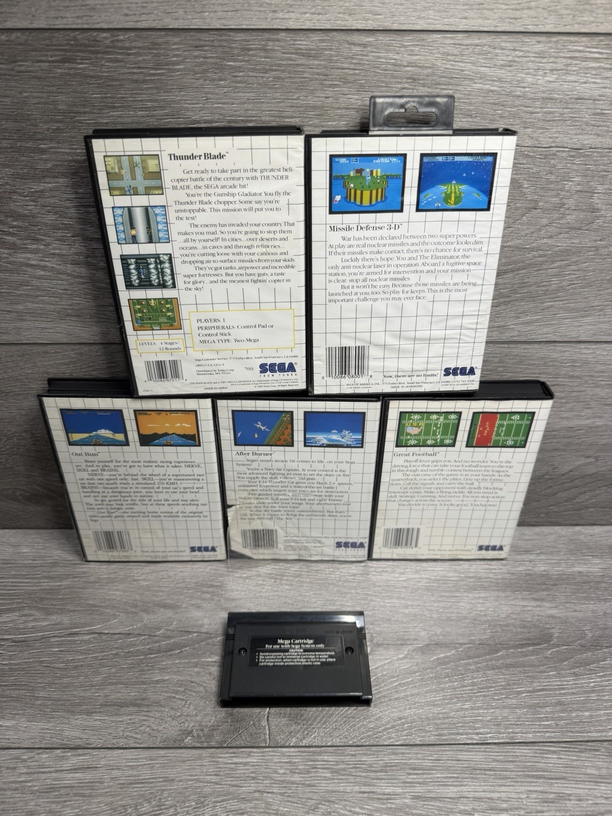 Sega Master System Power Base Console + Controller AC & RF + 6 Games Bundle Lot