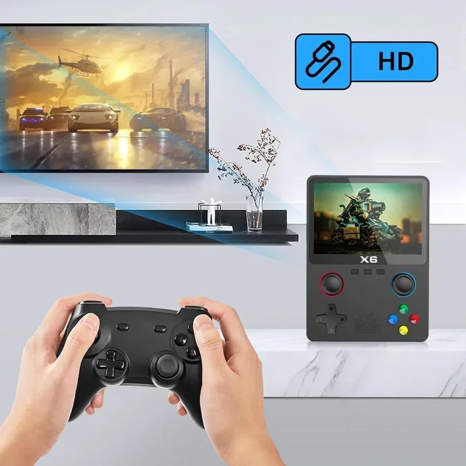 New – X6 Handheld Video Game Console 3.5 In 10000 Games Supports Expansion Cards
