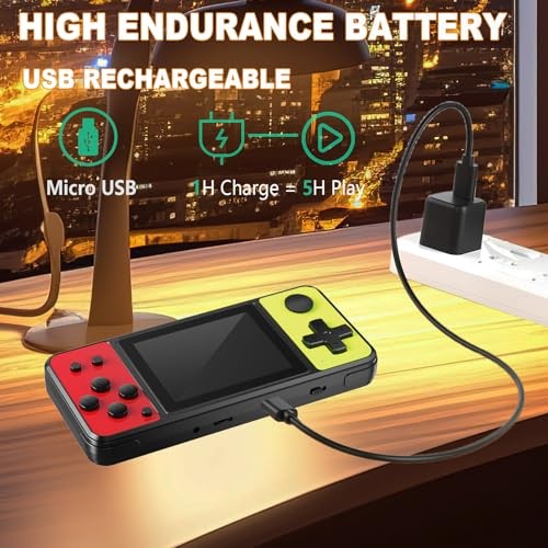32 Bit Handheld Games for Kids Built-in 139 Video Games,3.0″ IPS Yellow-red