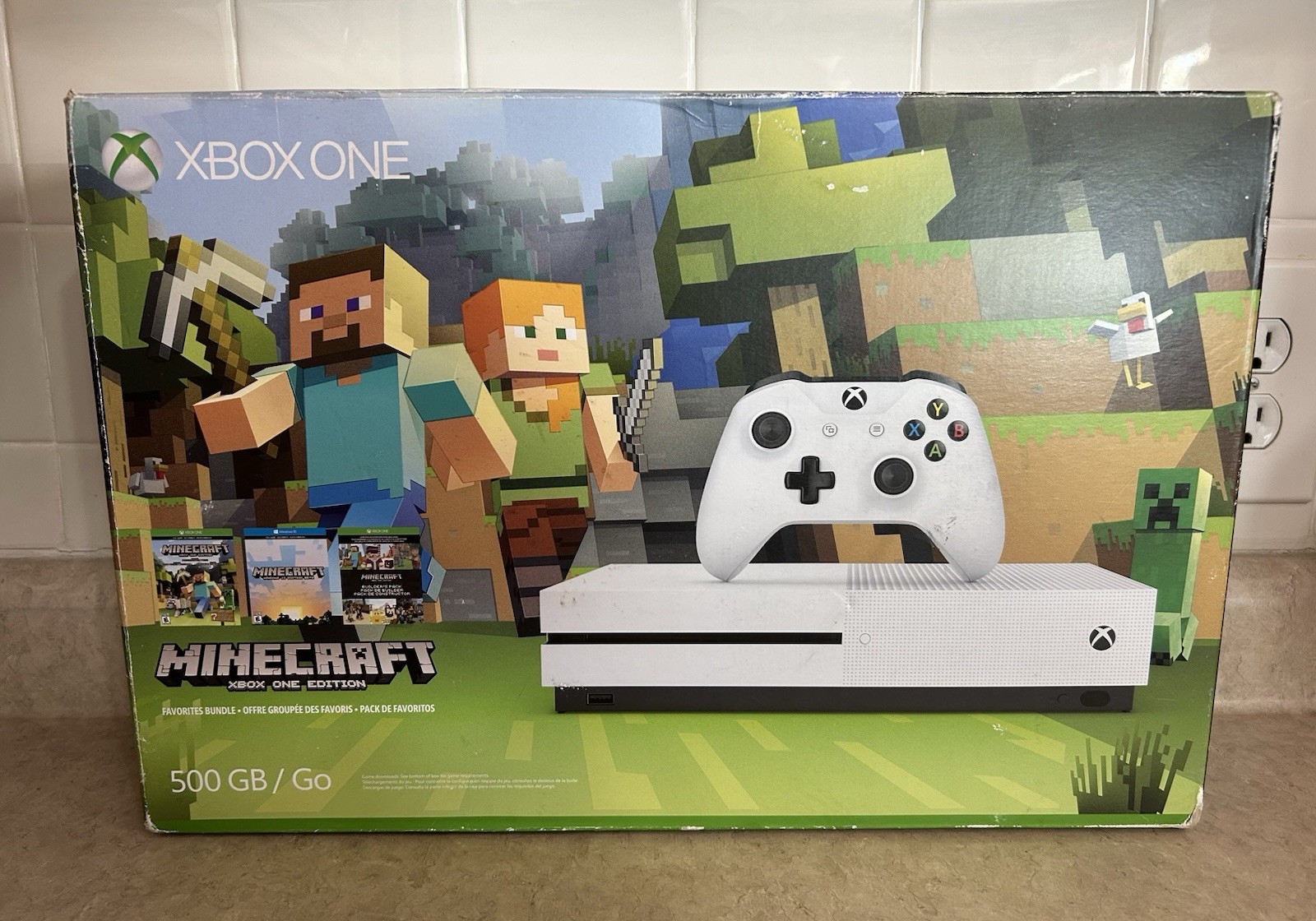 Microsoft Xbox One S White 500 GB Minecraft System Bundle *BOX AND INSERTS ONLY*