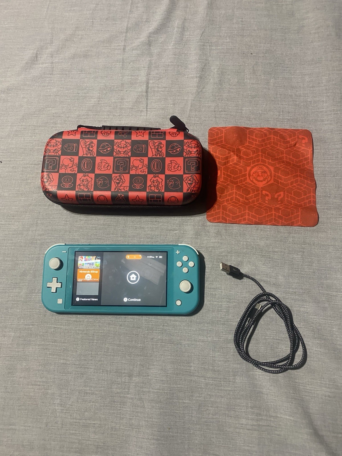 Nintendo Switch HDH-001 Lite Blue W/ Case + Cable
