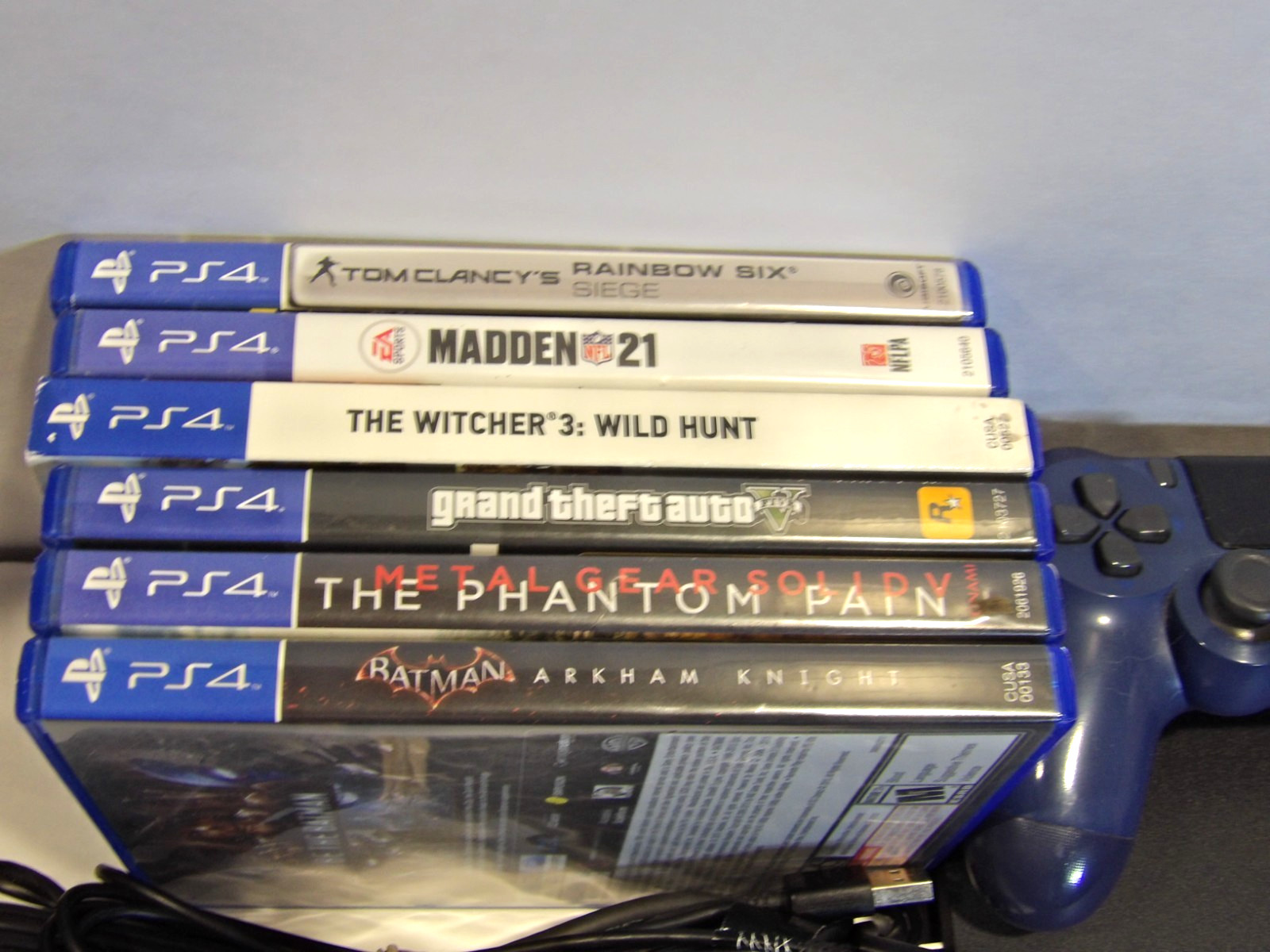 Sony PS4 Slim 500GB Console Bundle OEM Controller + 6 Games Tested & Working