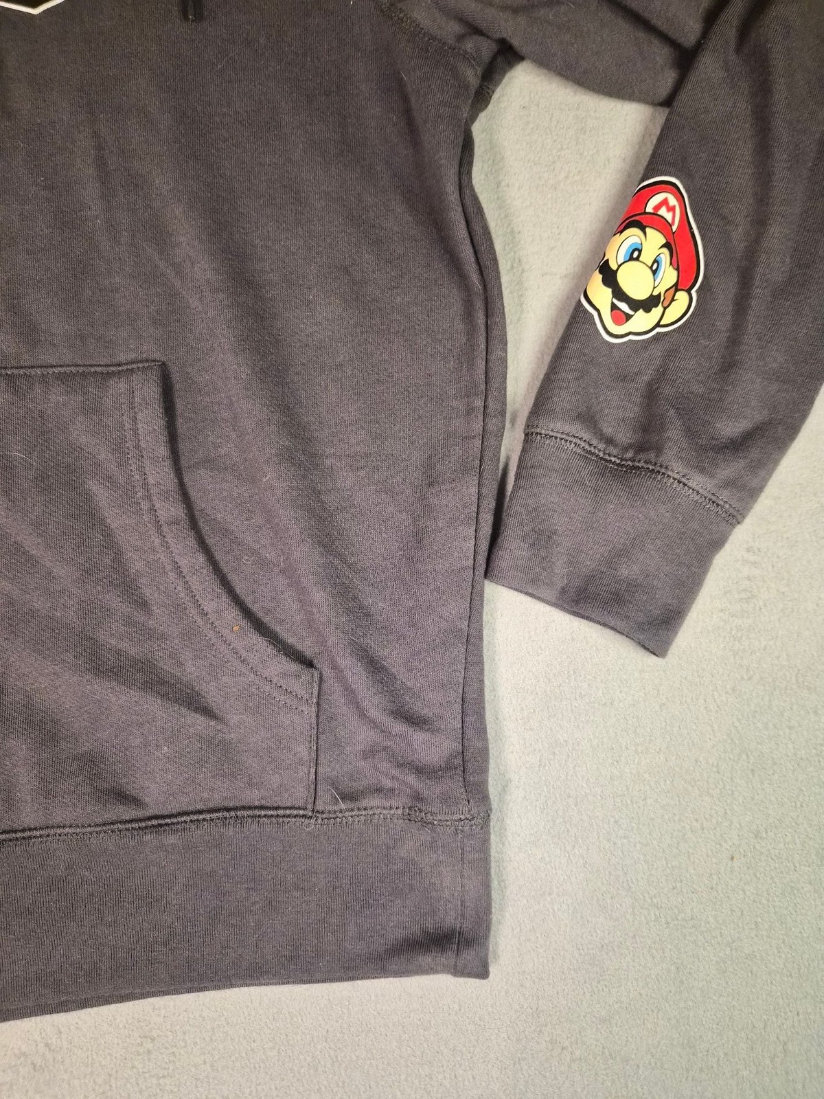 Nintendo Super Mario Logo Graphic Pullover Hoodie with Sleeve Patch