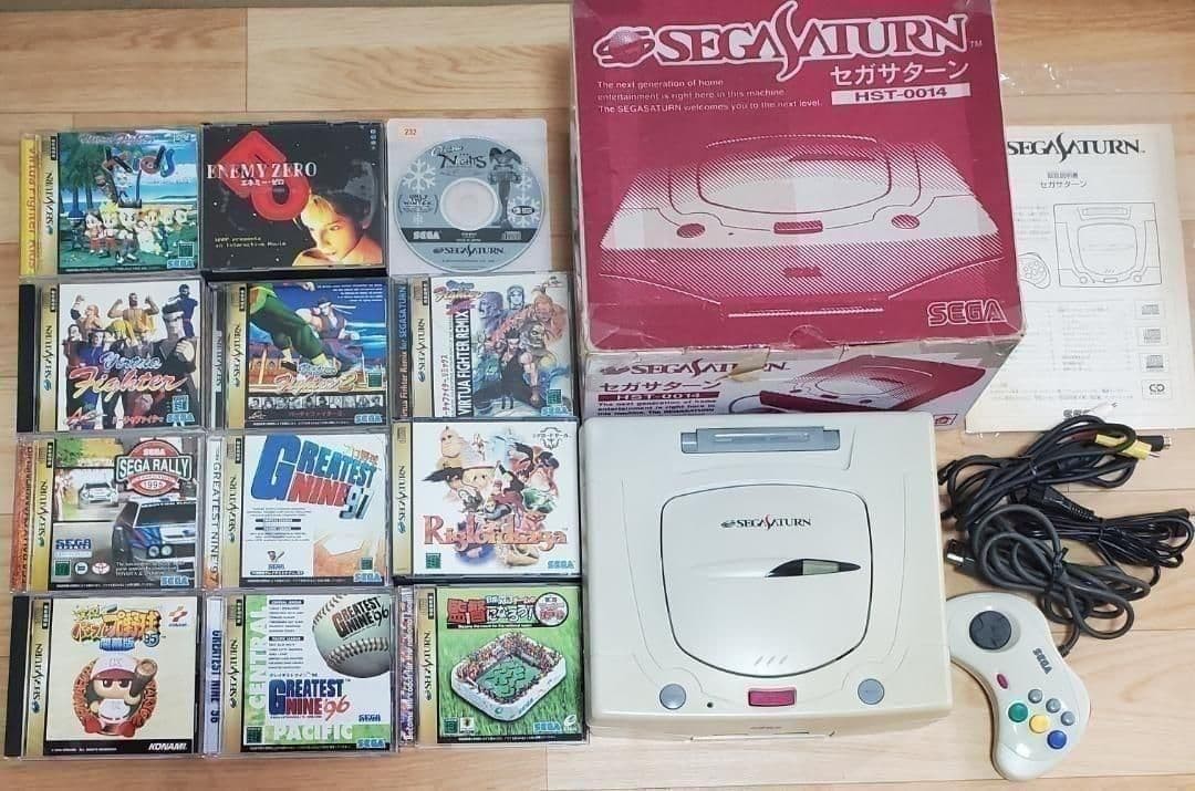 Sega Saturn Console White Japanese Version HST-0014 12 games jp