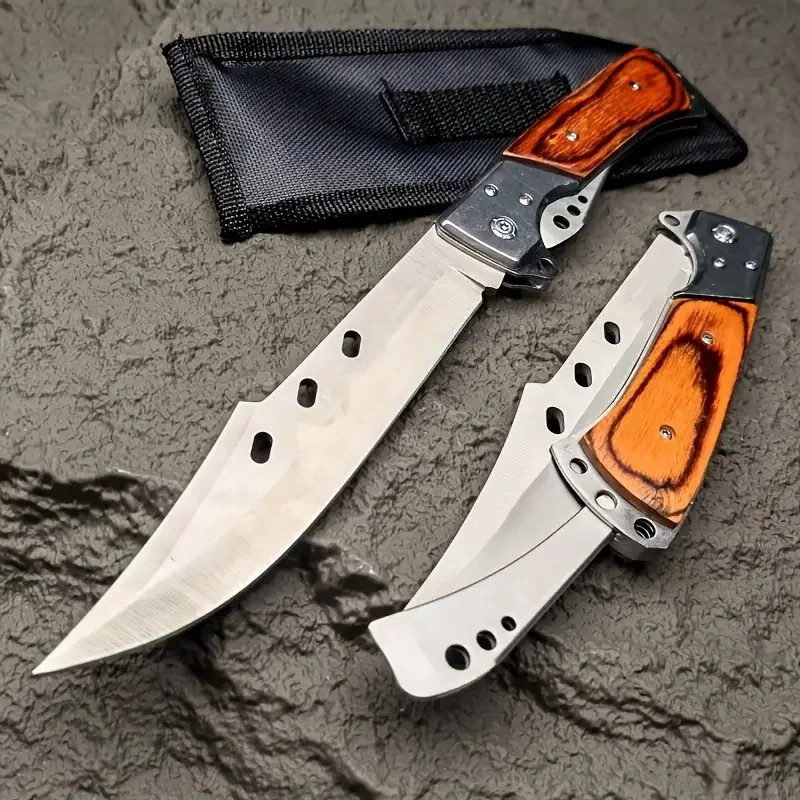 Outdoor Folding Knife, Tri-fold Knife with Nylon Sheath, Men’s Knife. Suitable f