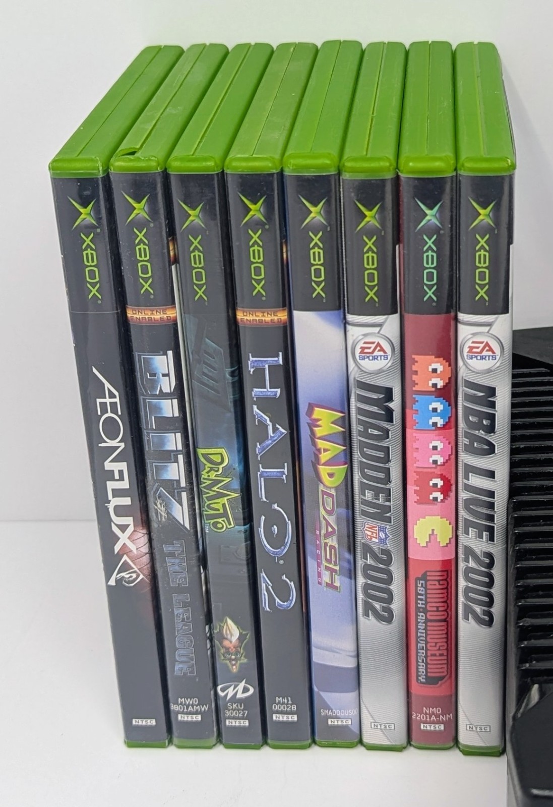 Original Xbox Console Bundle w/ 10 Games & Green Controller – Power Button Issue
