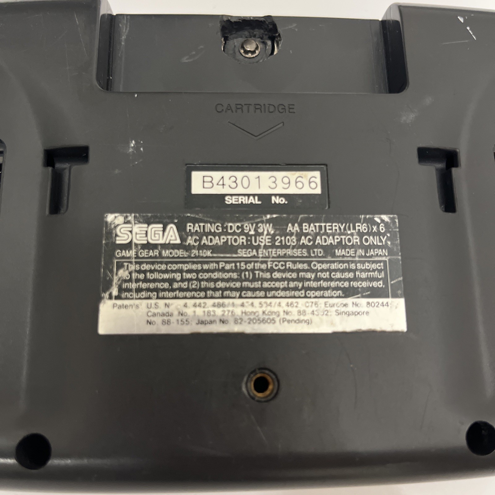 Sega Game Gear – Console for Parts or Repair, Does Not Power On – Model 2110K