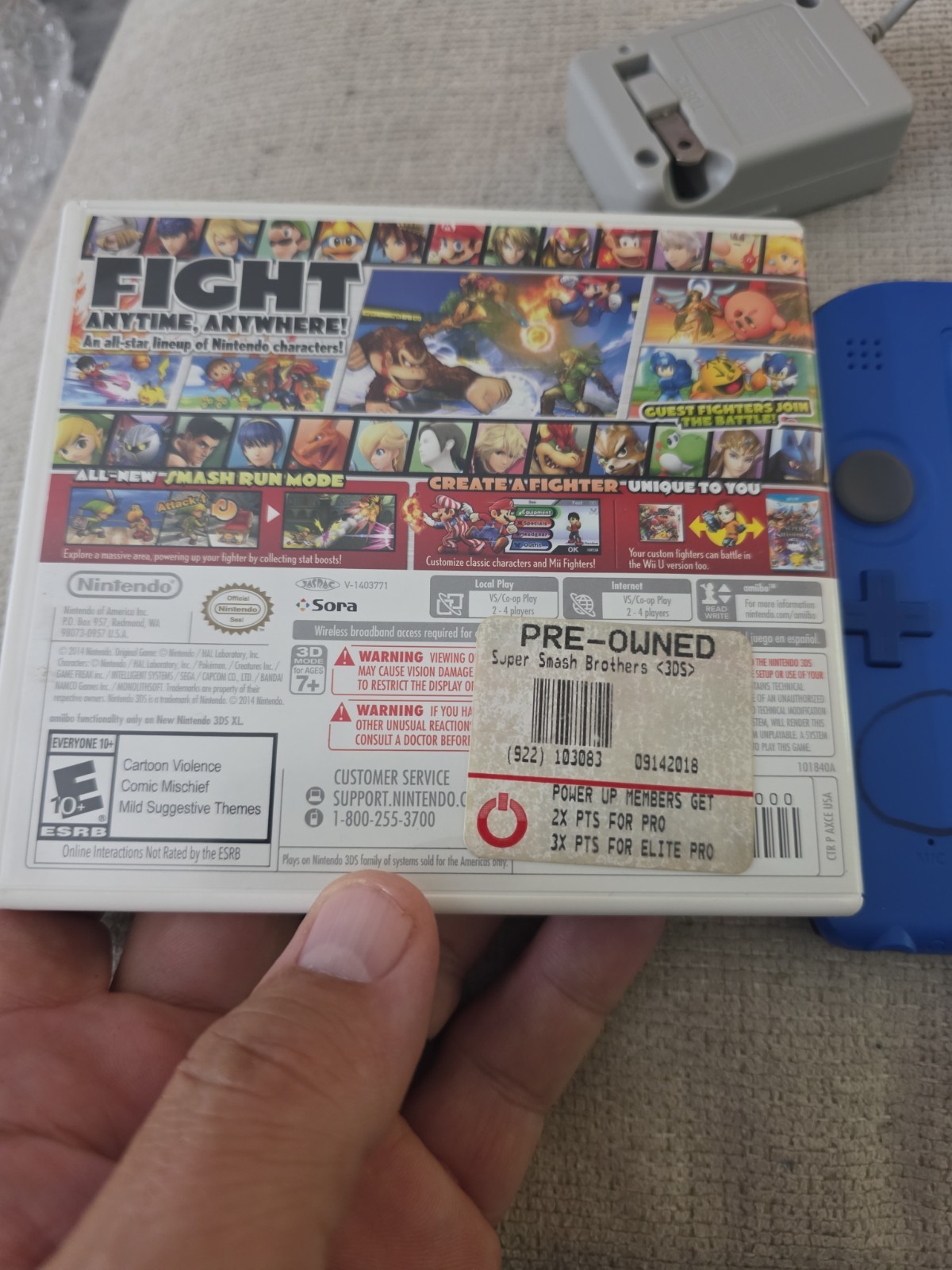 Nintendo 2DS Electric Blue 2 Gaming Handheld Nintendo DS W/Charger/Stylus/Game