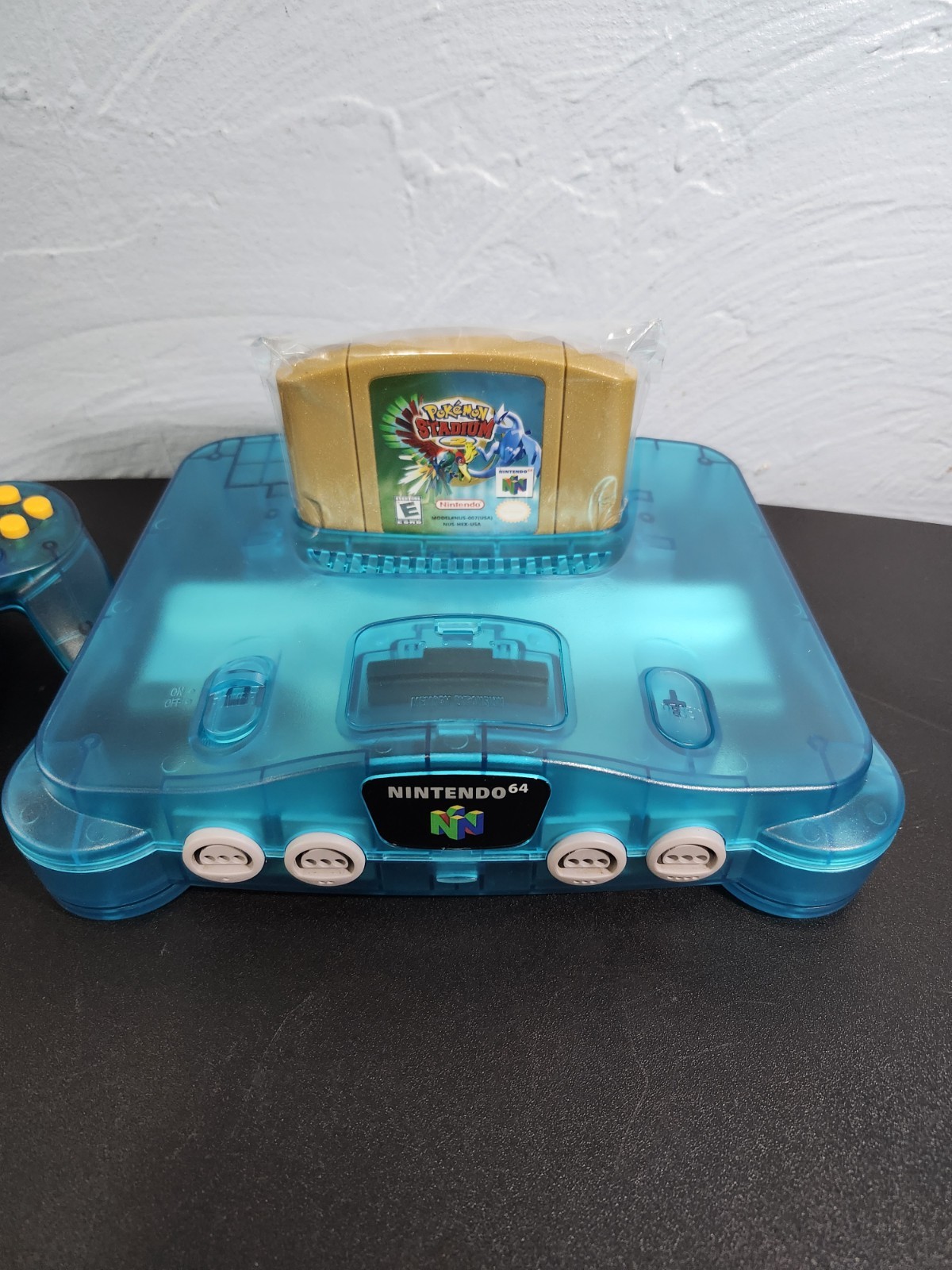 ICE Blue Custom Nintendo 64 with OEM Controller Repo Stadium 2 Tested Working VG