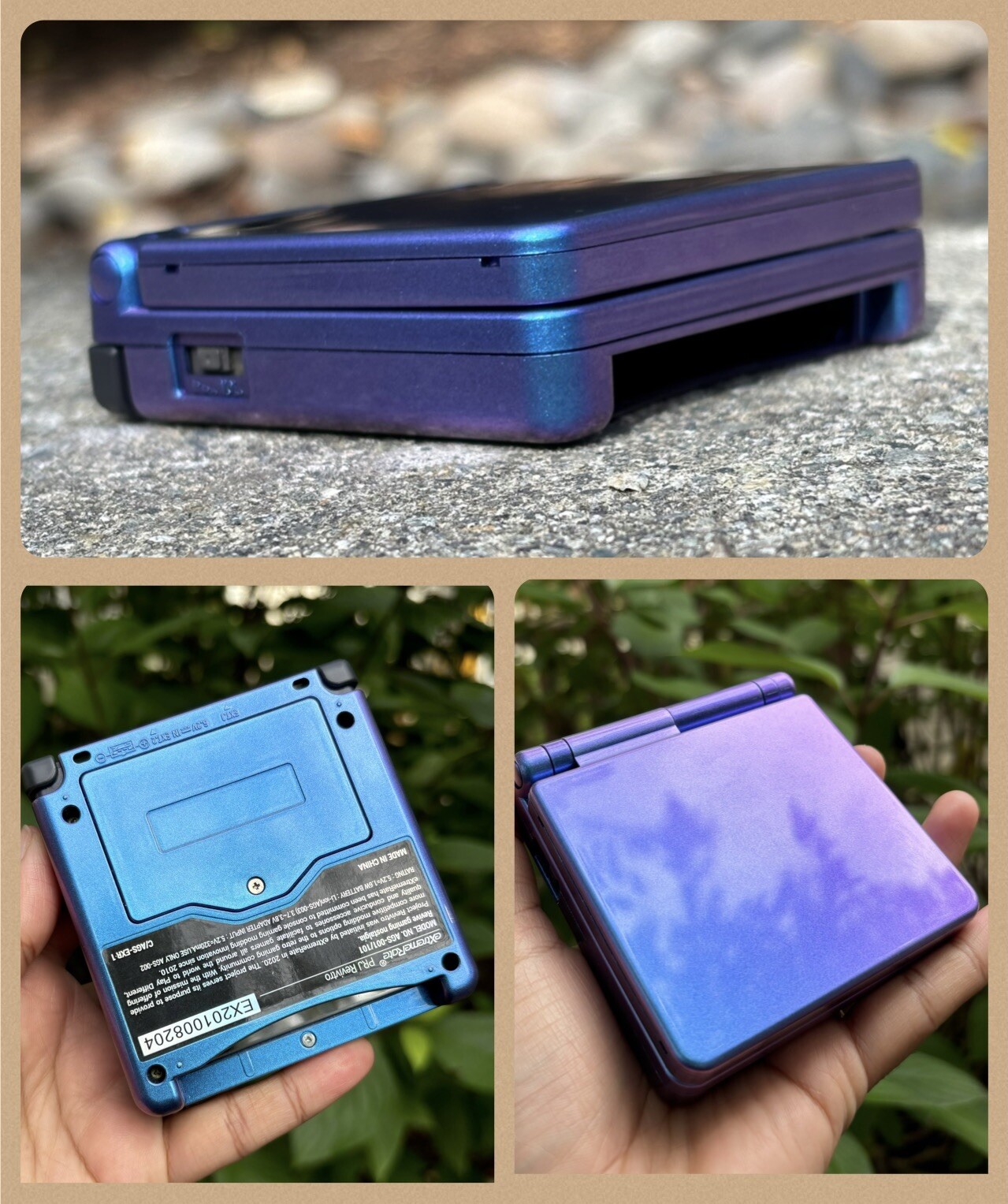 Unique Gift Chameleon Purple Blue Glossy Gameboy Advance SP IPS V2/V5 Console