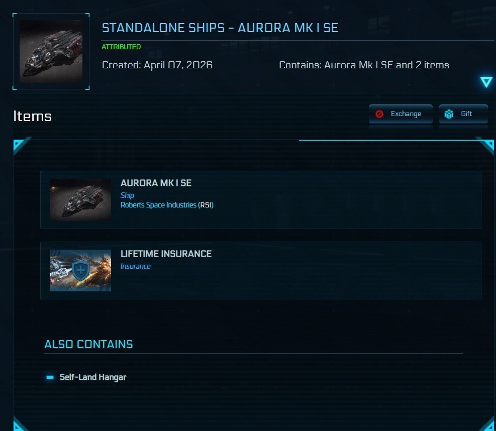 STAR CITIZEN SHIP – AURORA MKI SE – LTI ORIGINAL WARBOND